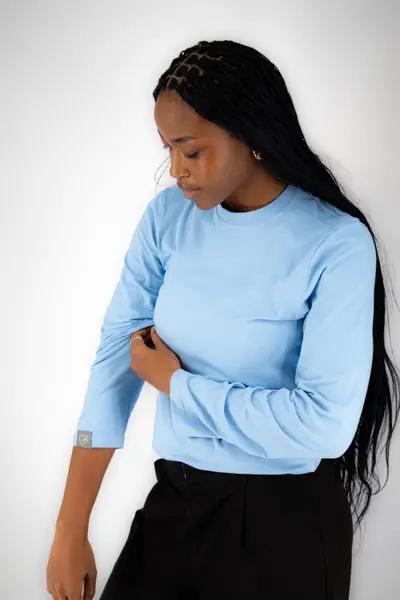 Women's long-sleeve underscrub in sky blue