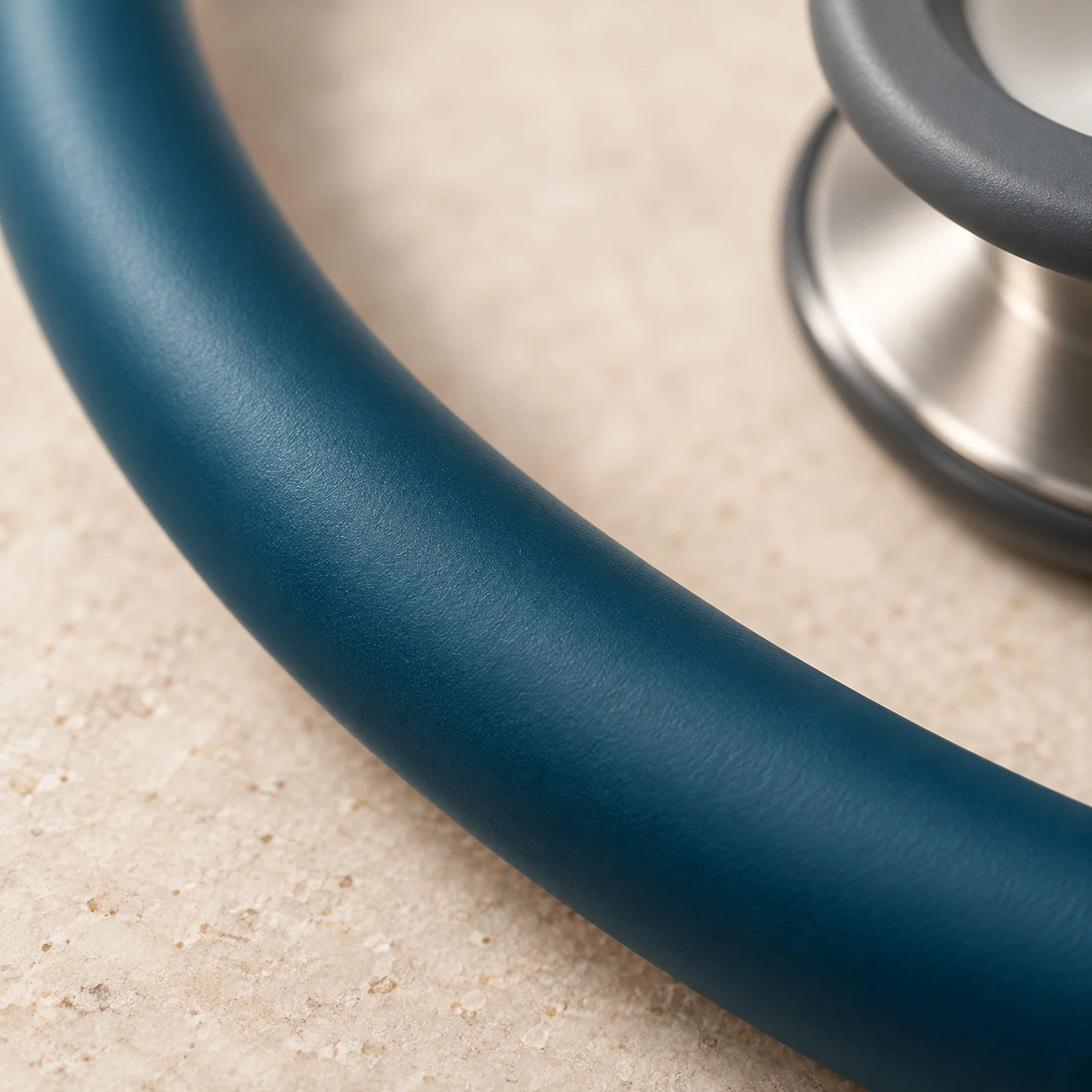 Caribbean Blue satin-finish tubing, close up