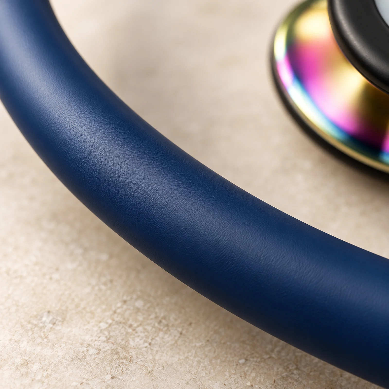 Navy Blue satin-finish tubing, close up