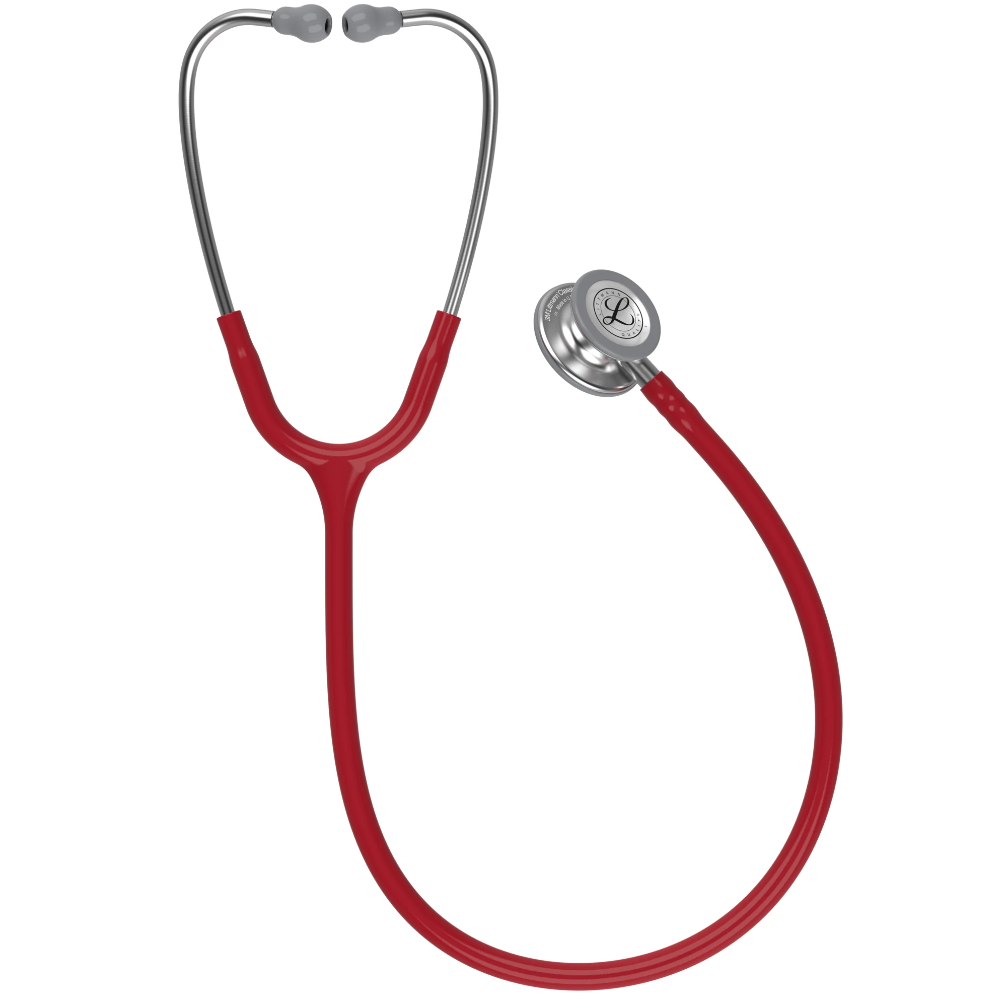 Littmann Classic III with a burgundy tube, full length