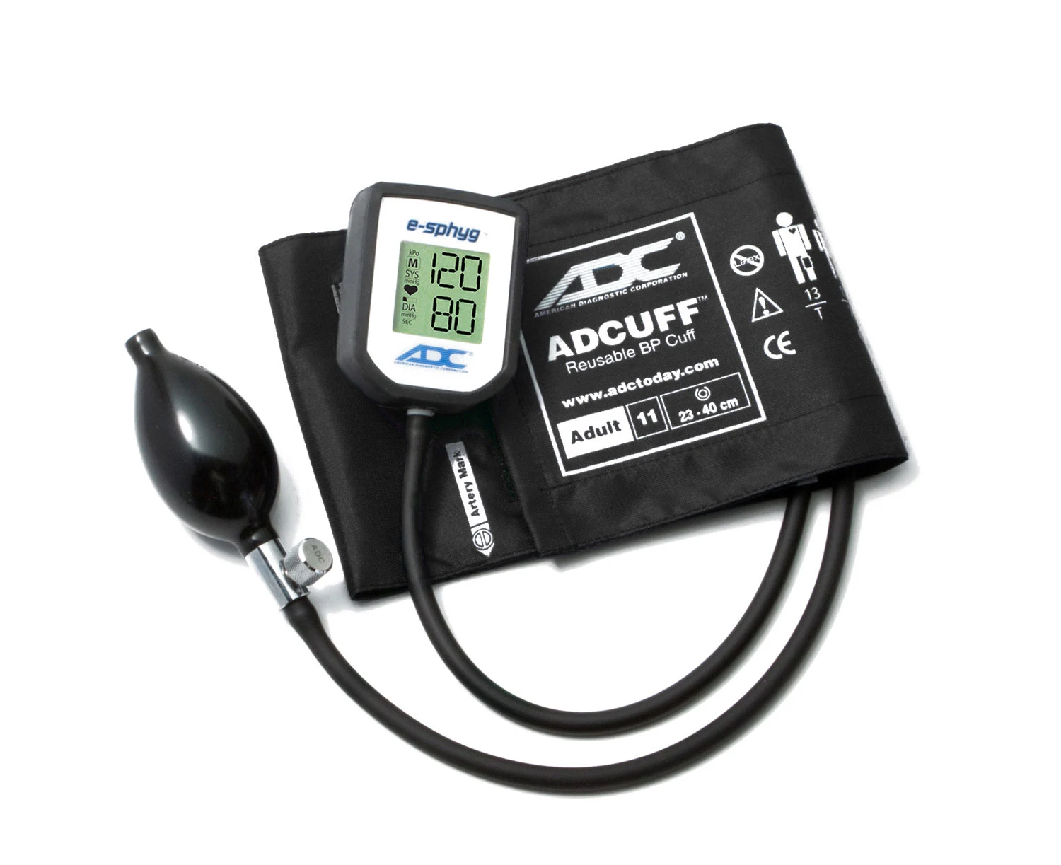 ADC e-sphyg digital pocket aneroid sphygmomanometer with a black adult cuff